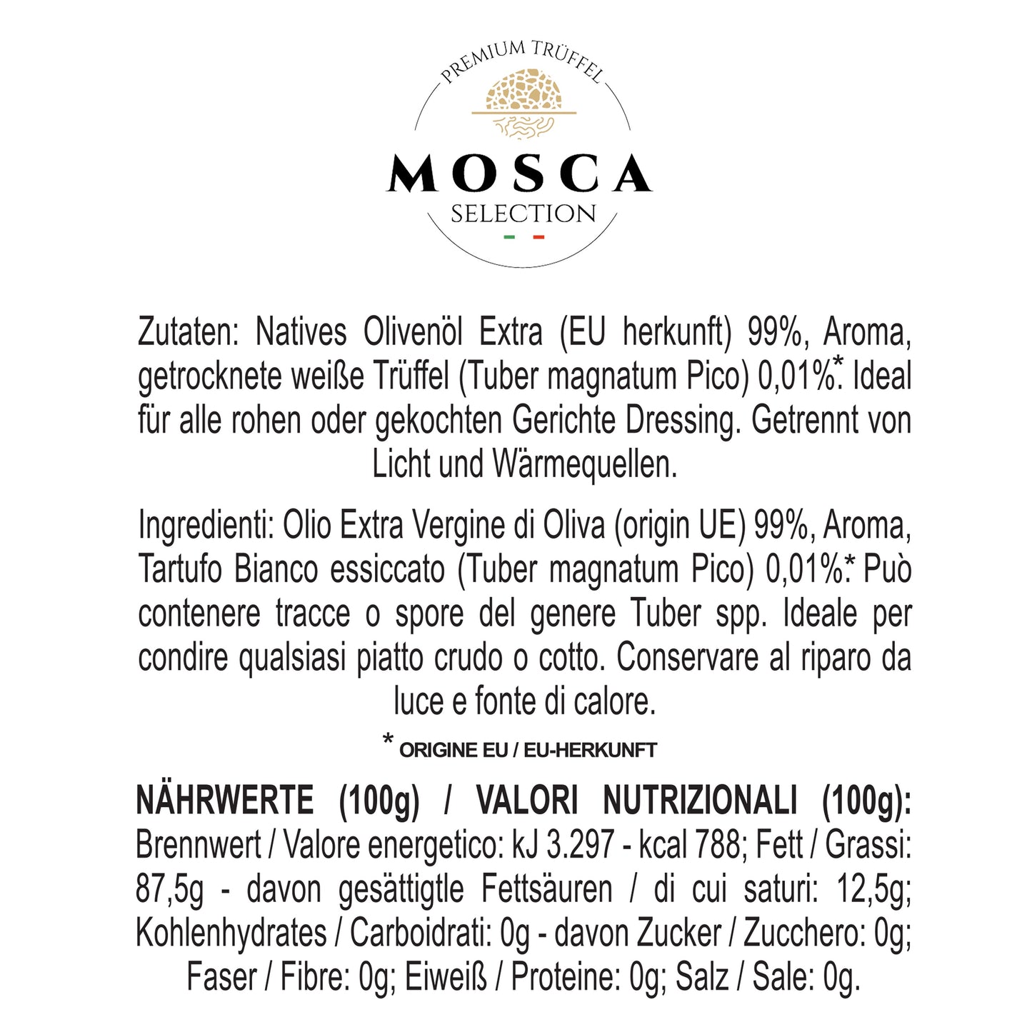 Trüffelöl (weißer Trüffel) Mosca - 100ml