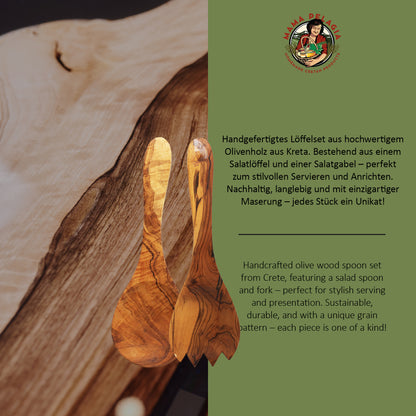 Löffelset aus Olivenholz - 25cm